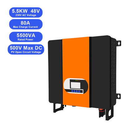 Wyświetlacz LCD 5.5KW 48V do 110V 220V MPPT Ładowarka słoneczna Inwerter hybrydowy z napięciem AC 230VAC