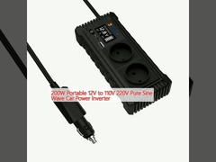 200 W Przenośny 12V do 110V 220V czysty falowy falowy Inwerter mocy samochodowej